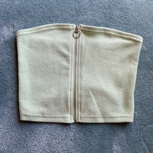 XS Mint Green Zipper Cropped Tube Top